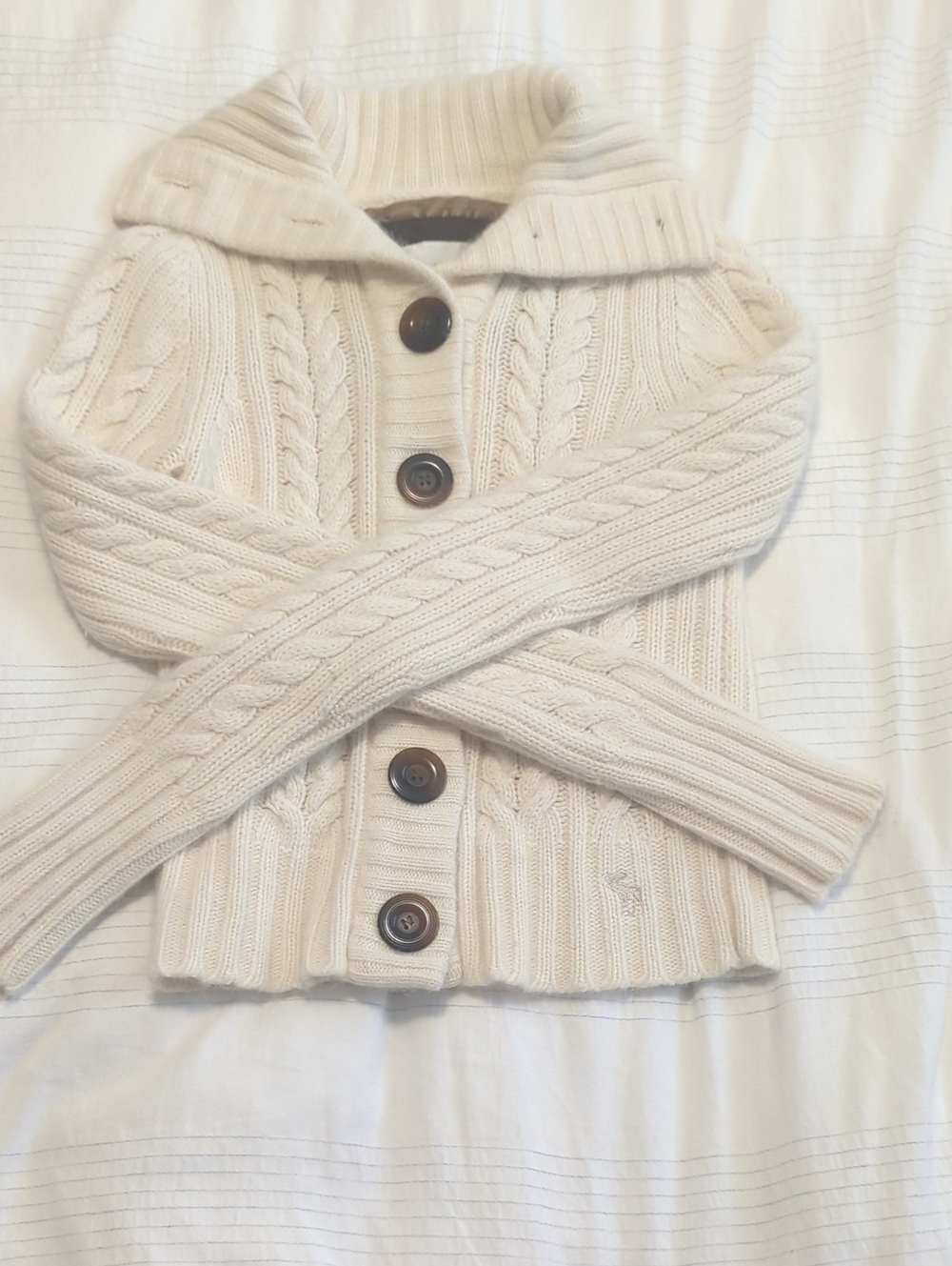 1998/99 Vintage Abercrombie & Fitch Wool Cable-Knit Button Cardigan Size M Nwot